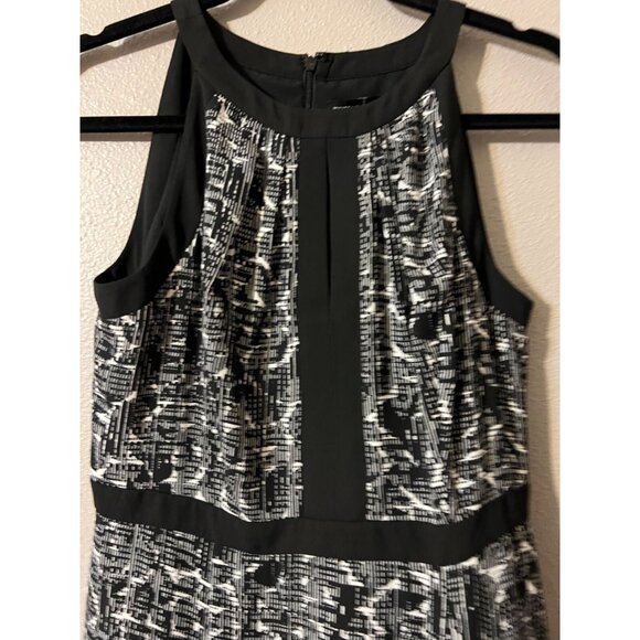 WHBM Sheath Dress 4 Black White Contrast Trim Church Sleeveless Career Washable - Picture 4 of 7